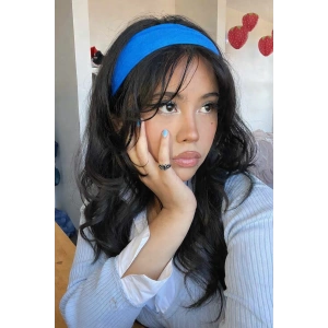 Mavi Renk Geniş Saç Bandı