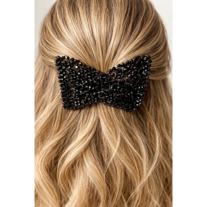 Siyah Renk Taş Detaylı Tel Tarak Toka