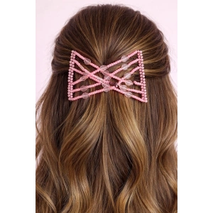 Pembe Renk Yaprak Figürlü Tel Tarak Toka