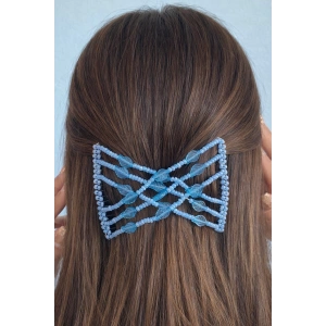 Mavi Renk Yaprak Figürlü Tel Tarak Toka