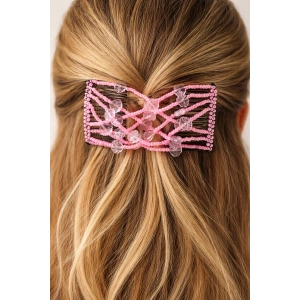 Pembe Renk Deniz Kabuğu Figürlü Tel Tarak Toka