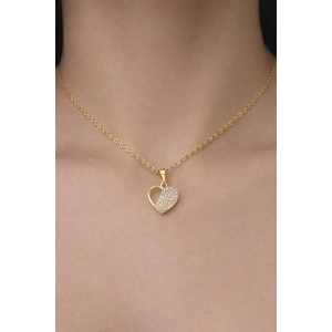 Altın Renk Kalp Detaylı Çelik Xuping Kolye