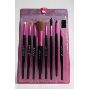 8li Pembe Ve Siyah Renk Makyaj Fırçası Set