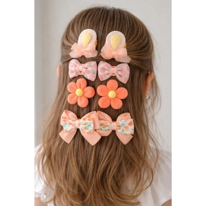 8li Turuncu Karışık Figürlü Yan Toka Set