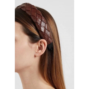 Acı Kahve Renk Örgülü Deri Taç