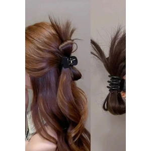 Açık Kahve Renk Dağınık Topuz Detaylı Mandal Toka Ve Tel Toka