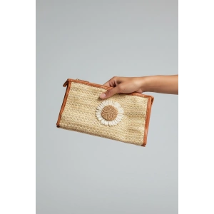 Açık Kahve Renk Hasır Seyahat Makyaj Çantası