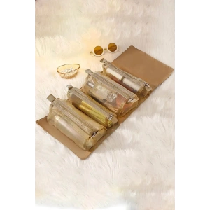 Açık Kahve Renk Kozmetik Kişisel Bakım Rulo Haline Gelen Çanta