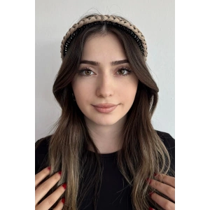 Açık Kahve Renk Taş Detaylı Tarak Taç