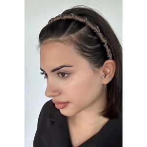 Açık Kahve Renk Taş Detaylı Taraklı Taç