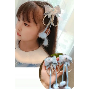 Açık Mavi Renk Kurdele Figürlü 2li Yan Toka