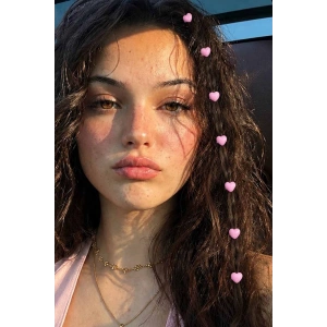 Açık Pembe Renk 8li Kalp Figürlü Saç Küpesi