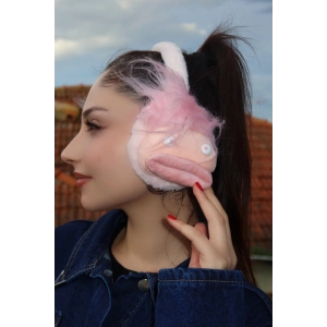 Açık Pembe Renk Canavar Figürlü Peluş Kulaklık