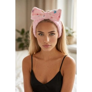 Açık Pembe Renk Kelebek Detaylı Kurdele Figürlü Peluş Saç Bandı