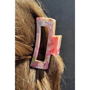 Açık Pembe Renk Mermer Desenli Kemik Mandal Toka