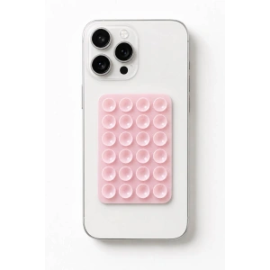 Açık Pembe Renk Vantuzlu Vakumlu Yapışkanlı Telefon Tutacağı