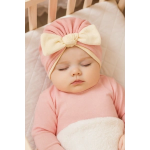 Açık Pembe Ve Krem Renk Kurdele Figürlü Bebek Saç Bonesi