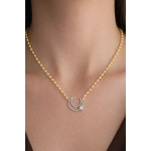 Altın Renk 14k Altın Kaplama Ay Figürlü Kolye