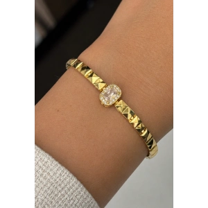 Altın  Renk 14K Altın Kaplama Taş Detaylı Bileklik