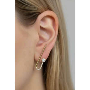 Altın Renk 14K Altın Kaplama Taş Detaylı Xuping Küpe (Çift)