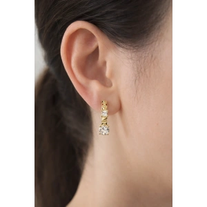 Altın Renk 14K Altın Kaplama Taş Detaylı Xuping Küpe (Çift)