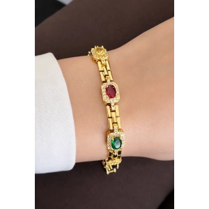 Altın Renk 14K Altın Kaplama Taşlı Bileklik