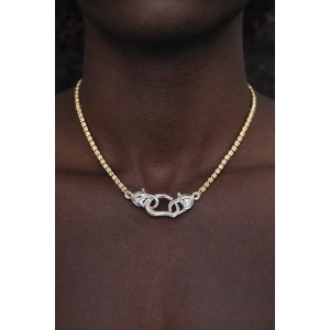 Altın Renk 14K Altın Kaplama Taşlı Vip Kolye