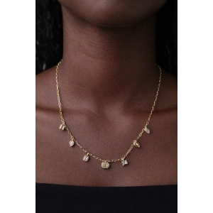 Altın Renk 14K Altın Kaplama Vip Taşlı Kolye