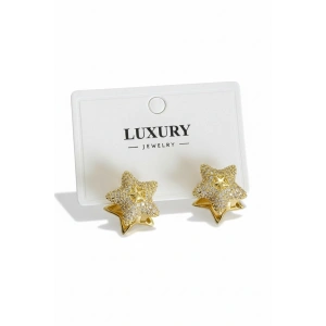 Altın Renk 14K Altın Kaplama Yıldız Figürlü Küpe (Çift)