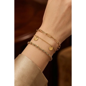 Altın Renk 3lü Çelik Bileklik