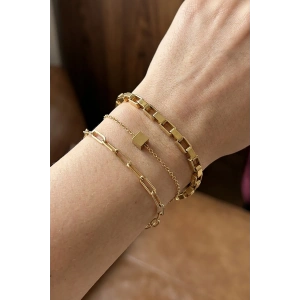 Altın Renk 3lü Çelik Bileklik