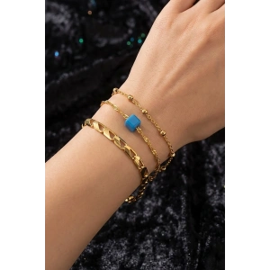 Altın Renk 3lü Çelik Bileklik Set