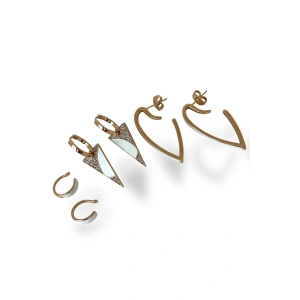 Altın Renk 6lı Çelik Xuping Küpe Ve Ear Cuff Set