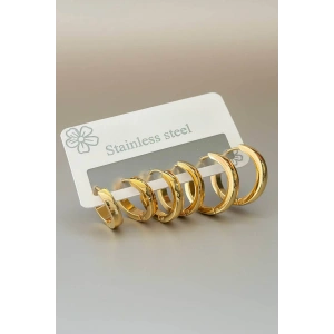 Altın Renk 6lı Halka Çelik Küpe Set