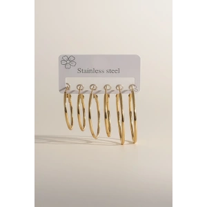 Altın Renk 6lı Halka Detaylı Çelik Küpe Set