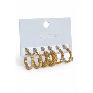 Altın Renk 6lı Halka Küpe Set