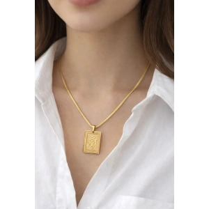 Altın Renk Allah Yazılı Çelik Kolye