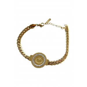 Altın Renk Ay Yıldız Figürlü Çelik Bileklik
