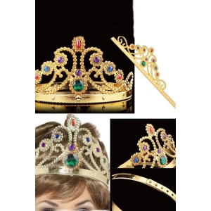 Altın Renk Ayarlanabilir Plastik Kraliçe Tacı