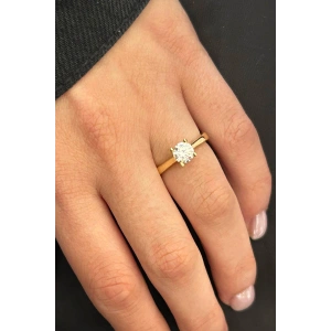 Altın Renk Ayarlanabilir Tektaş Yüzük