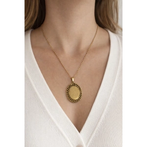 Altın Renk Ayet Yazılı Çelik Kolye