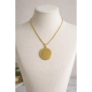 Altın Renk Ayet Yazılı Çelik Kolye