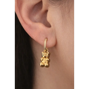 Altın Renk Ayı Figürlü 14K Altın Kaplama Tx  Küpe (Çift)