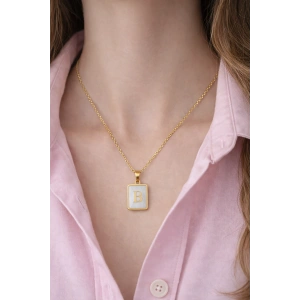 Altın Renk B Harf Çelik Kolye