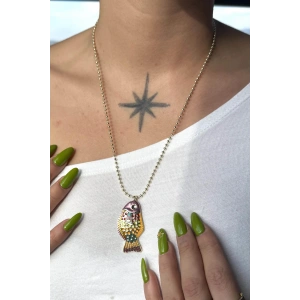 Altın Renk Balık Figürlü 14K Altın Kaplama VİP Kolye