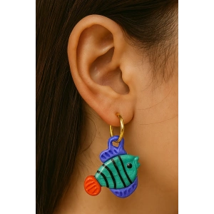 Altın Renk Balık Figürlü Küpe (Çift)