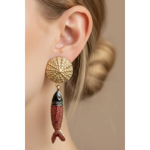 Altın Renk Balık Figürlü Tasarım Küpe(Çift)