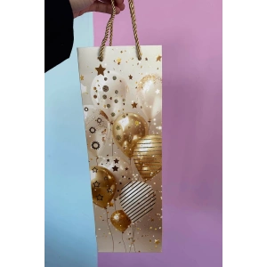 Altın Renk Balon Figürlü Karton Çanta