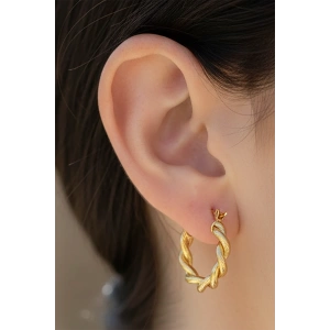 Altın Renk Burgu Detaylı Çelik Halka  Küpe (Çift)