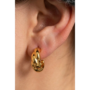 Altın Renk Burgu Detaylı Çelik Küpe (Çift)